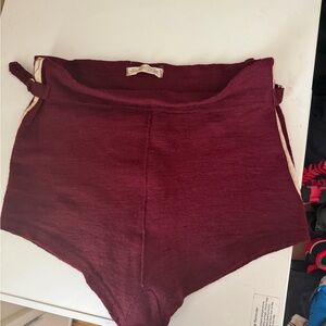 Burgundy vintage early 1900’s wool swim trunk.